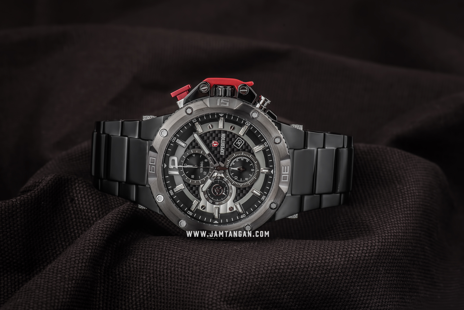 Expedition E 6751 MC BEPBA Chronograph Men Black Dial Black Stainless Steel Machtwatch